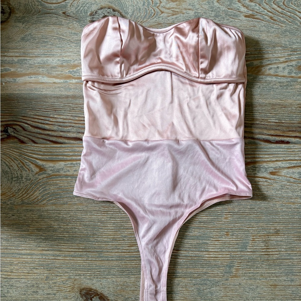 Pink Strapless Bodysuit